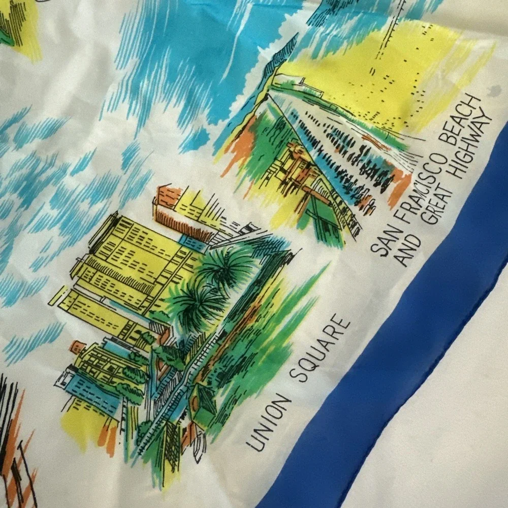 VTG San Francisco‎ Souvenir Scarf Cable Car Golden Gate Bridge Landmarks Travel